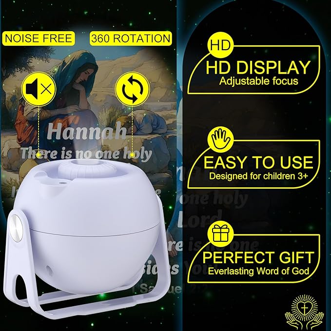 Bible Verses Projector Galaxy Projector Includes 6 Interchangeable Christian Discs Night Light Set Project Religious on Walls or Ceilings for Gift