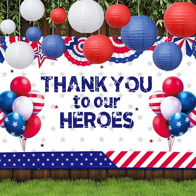 colorful paper lanterns (Red-Blue-White)
