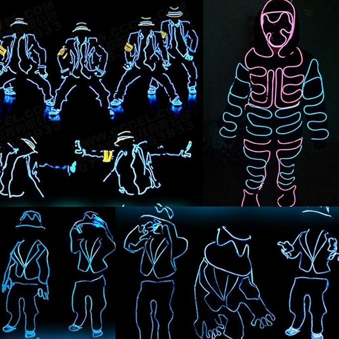 ABALDI EL Wire Neon Rope Light Glowing Strobing Electroluminescent Light with Battery Pack Controller for Parties, Halloween, Advertisement Decor(3m/9ft,White)