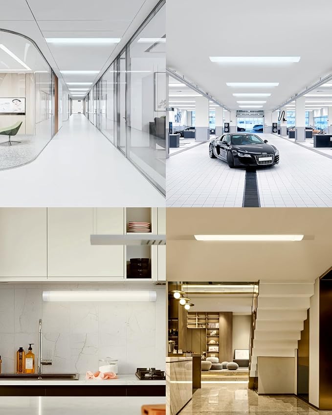 Sararoom 3ft LED Shop Fixture 30W Tube, 3600lm, 4000K Neutral White, 90cm 35.4inch Garage Closet Ceiling Light for Office Home Basement, No Plug, No Ground Wire