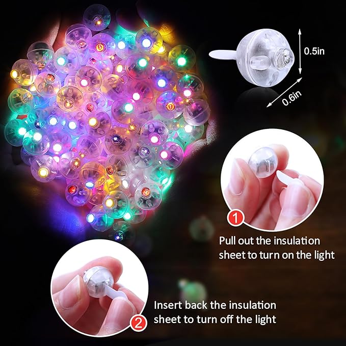AIKEI 200pcs LED Balloon Lights,Mini Balls Lights,Long Standby Time Party Lamps,Waterproof for Paper Lantern,Easter Eggs Decor, Halloween Wedding Birthday Party Decoration (Warm+Colorful, 200pcs)