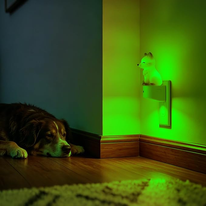 Night Light for Kids,White Fox Night Lights Plug into Wall,2 Pack | 8 Colors+ Soft White 3000K Nightlight,Dusk to Dawn Sensor,Nightlights for Kids Room Bedroom,Birthday Gift,2 Packs
