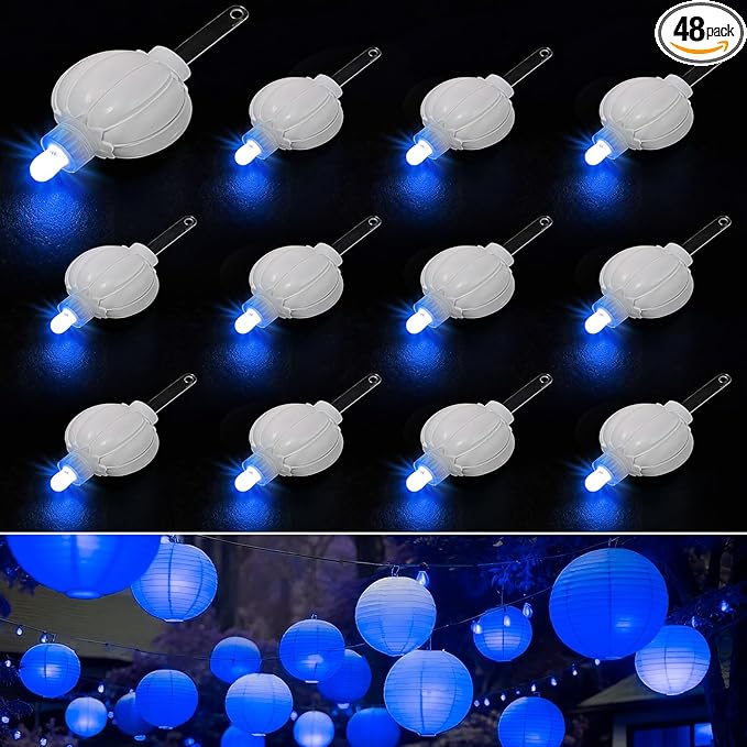 Aogist 48 Pack Small LED Lights Battery Powered Waterproof Hanging Light Last 48 Hours for Paper Lanterns,Balloons,Floral,Weddings & Festival Christmas Decorations,Blue