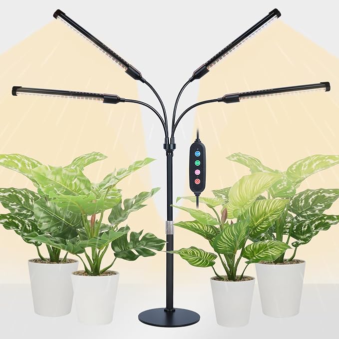 4Head Desk Grow Light, Tabletop LED Grow Lights for Indoor Plants for Bonsai, Seed Starting, Succulents, 36 Watt Power Draw, 4/8/12/16/20H Timer, 16"-24" Height Adjustable