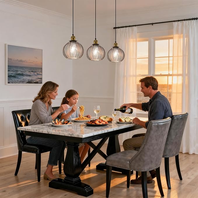 7.8in Vintage Pendant Light 1- Light Kitchen Sink Pendant Lights with Smoke Gray Hand Blown Glass Small Hanging Lamp for Kitchen Island Dining Room Bedroom Bathroom Hallway E26