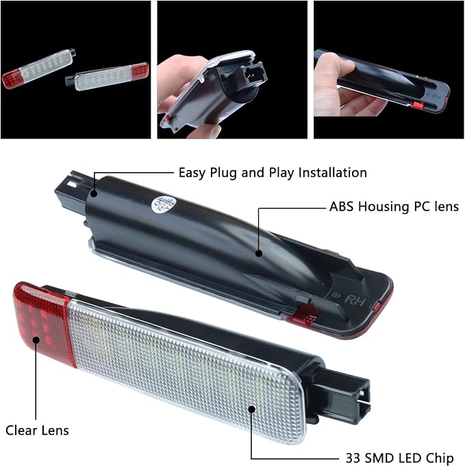 LED Side Door Panel Courtesy Lights Fit for Chevy Sierra GMC C/K | Fit for Yukon Silverado 1500 2500 3500 Avalanche, Suburban, Hum-mer H2 Car Interior Panel Lighting,4 Pcs