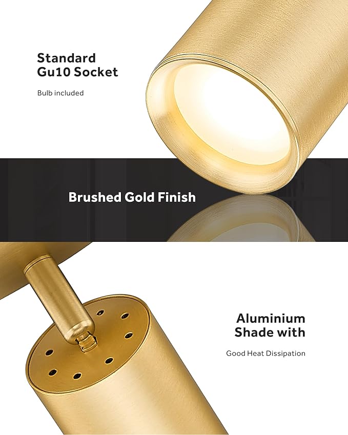 FEMILA 3 Light Track Lighting Fixtures Ceiling, Brushed Gold LED Track Light with 3000K Bulbs, Track Lights Ceiling Mount for Kitchen, Hallway, Gallery, 4FS84F-3 BG