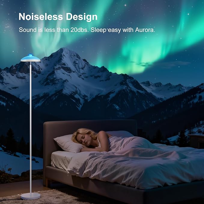 DUSKTEC Floor Lamp with RGB Star Projector, 15W 1400LM Dimmable 4 Color Temperatures LED Standing Lamp with Remote, Modern Tall Black Corner Lamp for Living Room, Bedroom, Office (White)