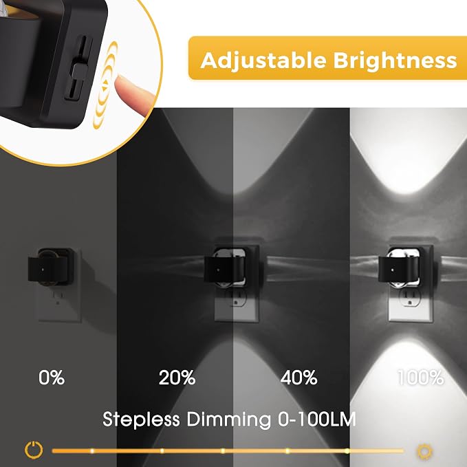 L LOHAS LED Night Light Projector, Night Lights Plug into Wall Light Sensor | Dusk to Dawn Sensor, Rotating Plug in Nightlight, Daylight Dimmable Nightlights for Bathroom, Hallway, Gaming Room,2 Pack