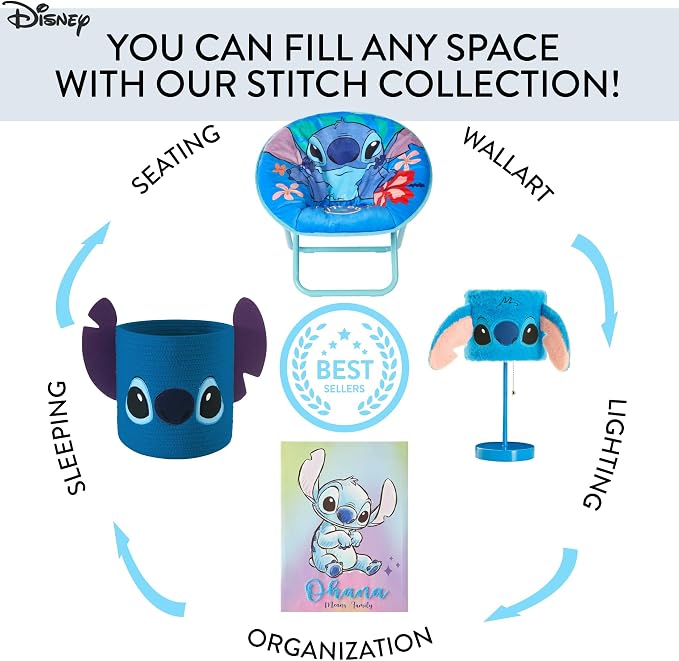 Lilo & Stitch Stick Table Kids Lamp with Pull Chain, Themed Printed Decorative Shade