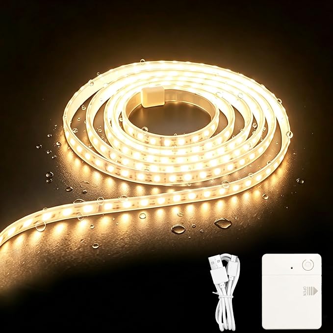 ZSLAIFU Warm 3.3FT LED Light Strips Battery Powered Battery Operated LED Lights 120 LEDs Strip Lights for Cabinet Closet Shelves DIY Lighting