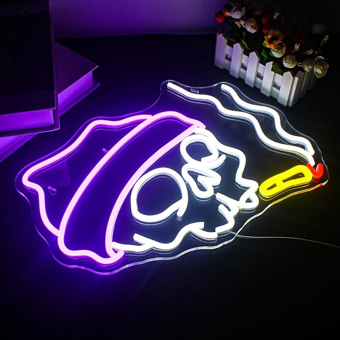 Lucunstar Skull Neon Sign Halloween LED Sign Neon Signs for Wall Decor Adjustable Brightness Halloween Neon Signs Neon Sign For Party Bedroom Wall Decor Home Party Light Decoration