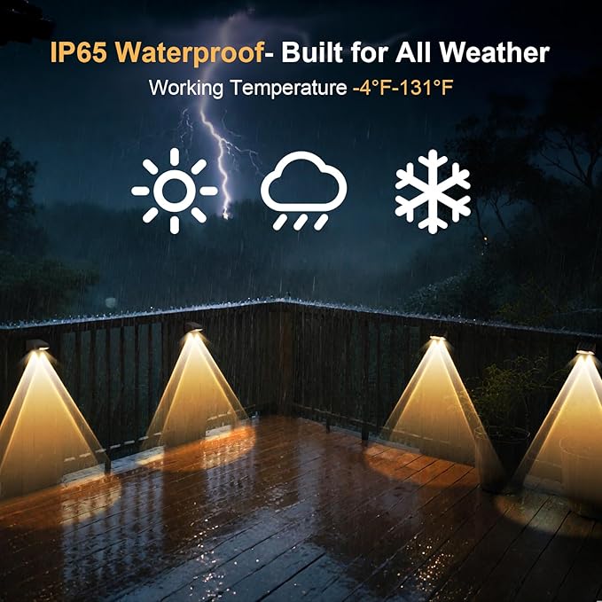 Super Long Lasting Solar Fence Lights Outdoor,Deck Lights Waterproof,Perfect for Winter and Rainy Days,Dusk to Dawn High Brightness Solar Lighting for Wall,Step,Yard,Patio,Backyard(12 Pack,Brown)