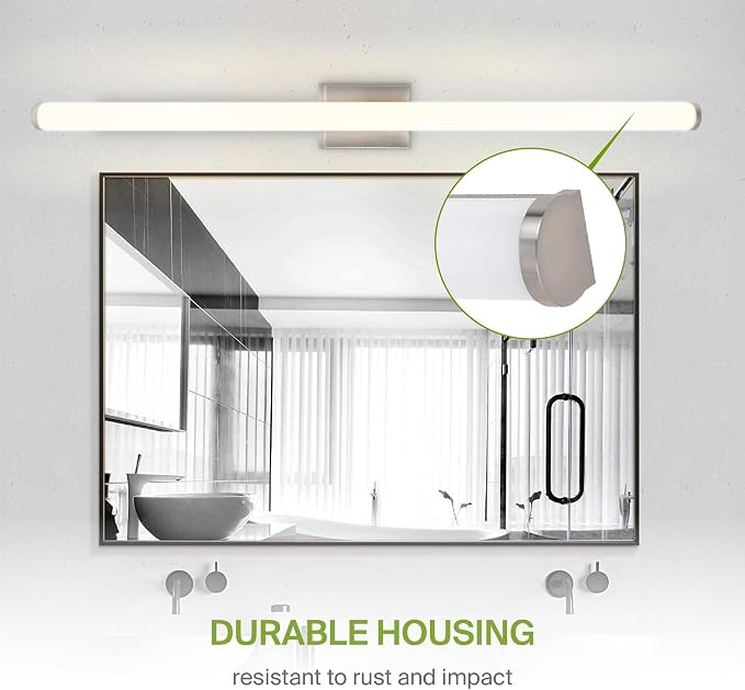 ASD 48" LED Linear Vanity Light Fixture, Modern Bathroom Sconce — 3 Color 3000K-5000K, Dimmable, 35W 3800LM, Energy Star & ETL Listed — Over Mirror Makeup Bar for Bedroom, Cabinets — Nickel, 4 Pack