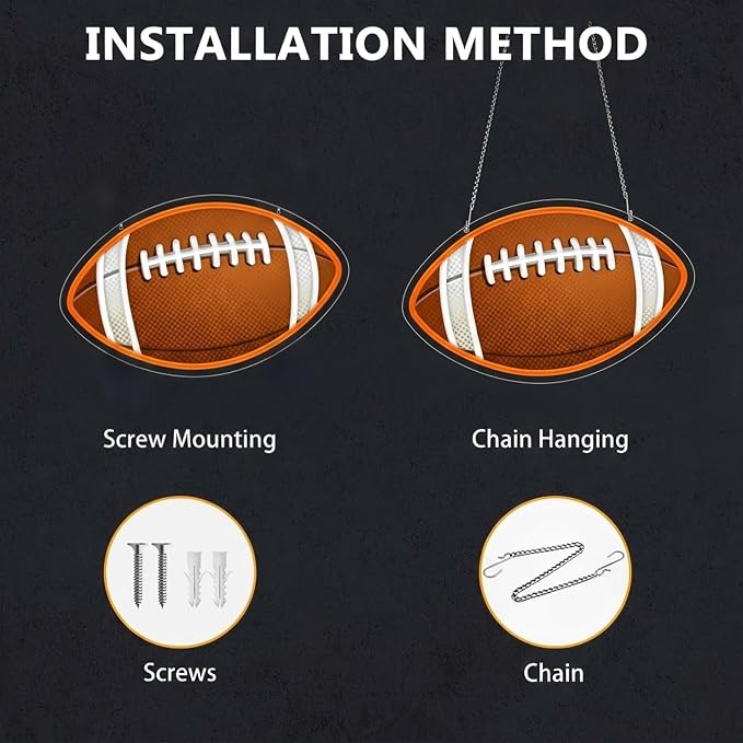 HAJAE Football Neon Sign for Wall Decor, UV Printed Football-Shaped Neon Light, Rugby LED Sign for Man Cave, Bedrooms, Game Room Decor, Gift for Football Sports Fans Teens