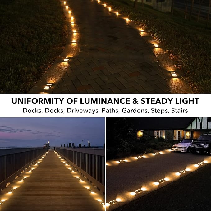 AGPTEK Solar Driveway Light 1 Pack, Outdoor Deck Dock Marine Waterproof | LED Solar Powered Driveway Marker Lights for Warning Step, Sidewalk, Pathway, Garden, Yard (Warm White)