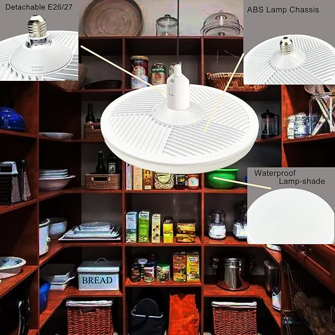 NCBCNB E27 UFO Garage Light Bulbs 260W Equivalent Efficient 40W 7Inch 3000LM, LED Light Bulbs, 6500K Daylight White Light E27/26 Standard Base, 50000 Hours Lifespan for Hallway Bedroom Home Garage