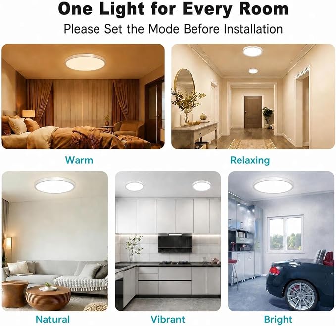 libtit 4Pack 7inch LED Flush Mount Ceiling Light, Dimmable & 5Color Temperatures (3000K-6500K), 15W Round Slim White Light Fixture for Closet Hallway Kitchen Bathroom Laundry