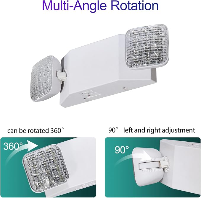 TANLUX LED Emergency Lights with Battery Backup, Commercial Emergency Light Fixtures for Business Home Power Failure Emergency Exit Sign Lighting with 1.0 Meter Plug in Cord AC120V(White, 4 Pack)