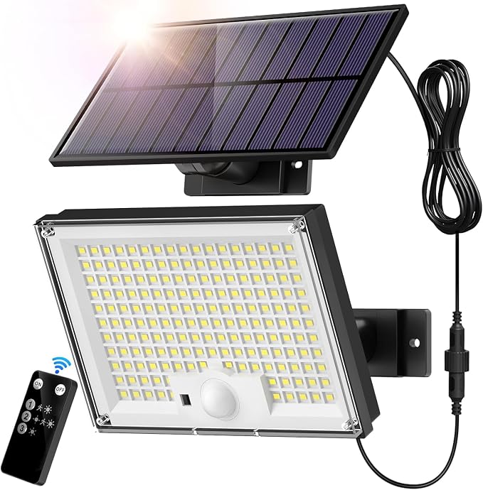 Gusicil Solar Lights for Outside, Motion Sensor Outdoor Lights,1Pack | 3 Modes Split Motion Sensor, Remote Control, Waterproof IP65, For Yard, Patio, Garden, Garage