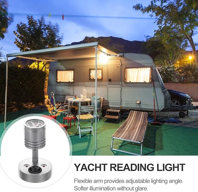 12 Volt RV Lights, 3W 3000K RV Interior Led Lights, Adjustable Wall Reading Lamp Bedside Eye Protection Reading Lamp, Flexible Lighting for Camper Van Travel Trailer Truck Boat Interior Lig