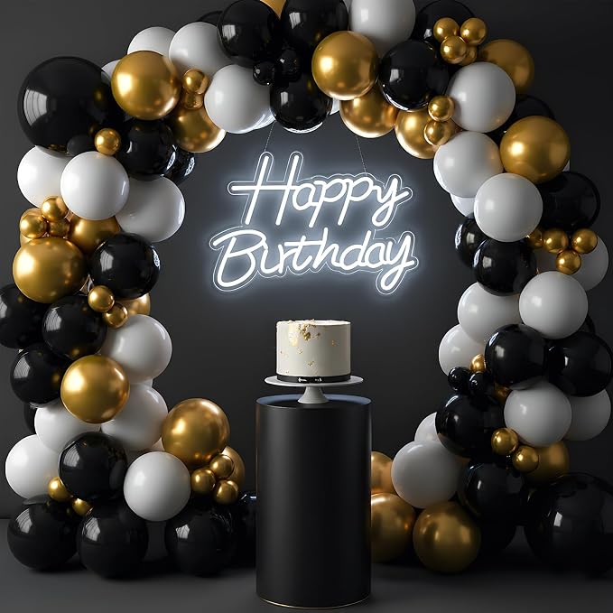 22" x 14.5" Happy Birthday Neon Sign for Backdrop, LED Happy Birthday Light Up Sign, USB Powered Dimmable Neon Light for Birthday Party Decorations, Wall Decor, White