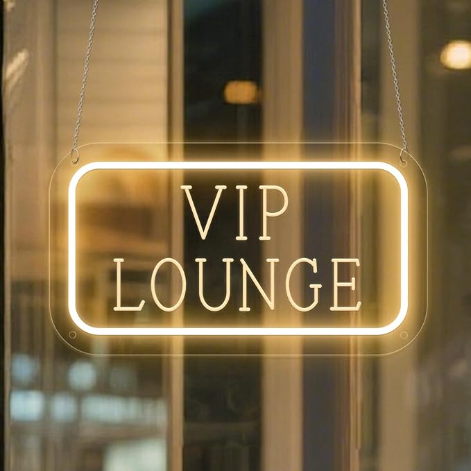 Vip Lounge Neon Sign Dimmable LED Neon Sign Light Up Sign Wall Decor for Airport Hotel Bar Club High-speed Rail Station Lounge Light For Business Store VIP Area 40cm*20cm Warm White