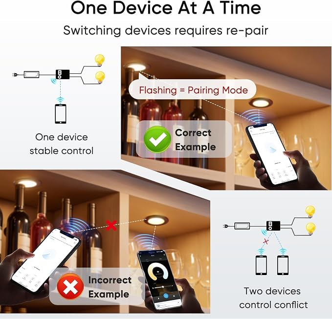 V4light LED Puck Lights, Smart Under Cabinet Lighting with Remote, 4 Pack | Dimmable 2700K-6500K, Alexa voice control, plug-in wired, adhesive mount, for kitchen counter closet shelf display case