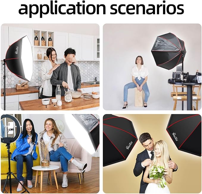 Softbox Lighting Kit,37" Octangle Softbox Photography Lighting Kit with 110W 2700-6500K 11000Lux Dimmable LED Prismatic Lamp and Remote Control,Photo Studio Soft Box Lights for Video Recording