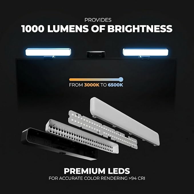 HumanCentric Premium Video Conference Lighting for Video Calls, Zoom | HighBeam Pro LED Webcam Light for Zoom Meetings & Streaming, Upgrade Monitor Ring Light with dual Video Conference Light