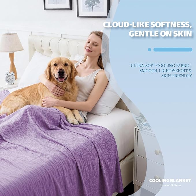 Cooling Blanket Throw Size, 50"x70" Cooling Blankets for Hot Sleepers, Cold Blanket Thin Lightweight Breathable Soft for Couch Bed, Lightweight Blanket Keep Cool for Night Sweats