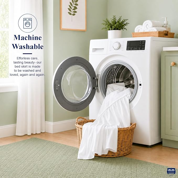 Cottingon Dorm Room Bed Skirt, 100% Microfiber, White, Twin XL-40'' Drop
