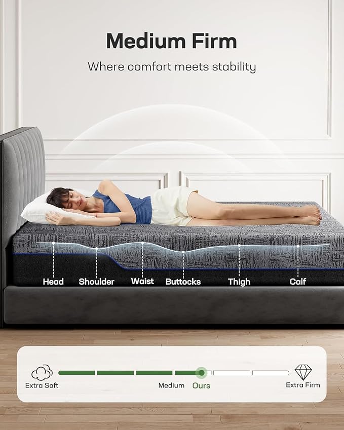 Marsail MS01 Full Adjustable Bed Frame + 10-inch Gel Memory Foam Mattress, Adjustable Bed Base with Under-Bed Nightlight, Wireless Remote Control Adjustable Bed with 4 Height Options, Full