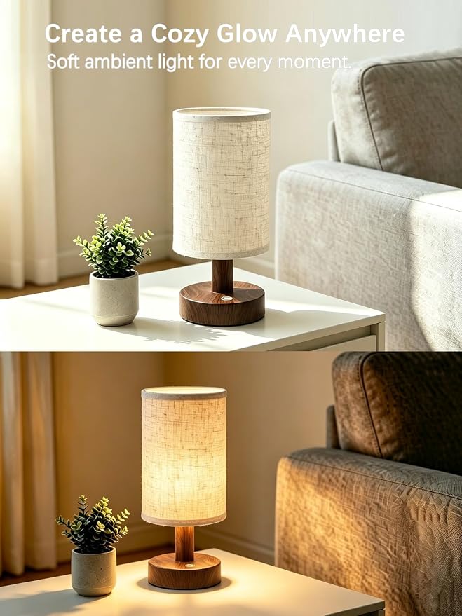 Rechargeable Cordless Table Lamp – 4000mAh Battery Bedside Lamp, Mini Touch Control Dimmable LED Light with 3 Color Modes, Portable Night Light for Bedroom, Dorm, Living Room, Desk, Sofa Side