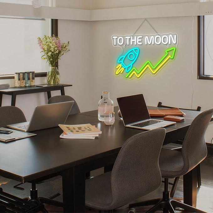 Stock Neon Sign Day Trading Accessories Stock Market Decor for Game Room Neon Light To The Neon Desk Setup Crypto Ticker Display Green Candle LED Light Sign Finance Gifts for Man Day Traders