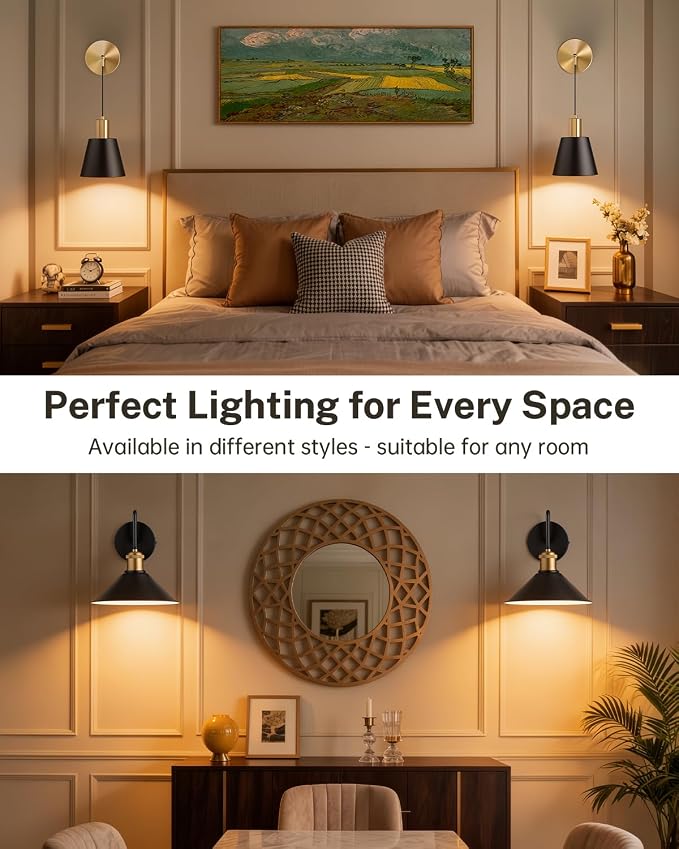 SAIMAND Battery Operated Wall Sconces Set of 2,Wireless Rechargeable Lights | Modern Cordless Wall Sconces with Remote Control, 9-Color Dimmable LED Lamps for Bedrooms, Living Rooms and Hallways (black)