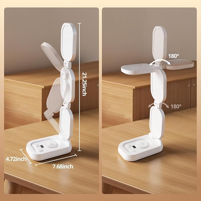 EMART 20W LED 3-Panel Desk Lamp, Dimmable 2700K-6500K for Makeup & Video | Angle-Adjustable for Streaming Beauty ,Foldable & Portable ,Stepless Dimming 1000 Lumens,Soft, Eye-Caring Light