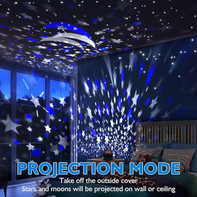 RICTLY Night Light for Kids, Kids Night Light Nebula 360 Degree Rotation - 4 LED Bulbs 12 Light Color Star Projector Changing with USB Cable, Romantic Gifts for Men Women Children