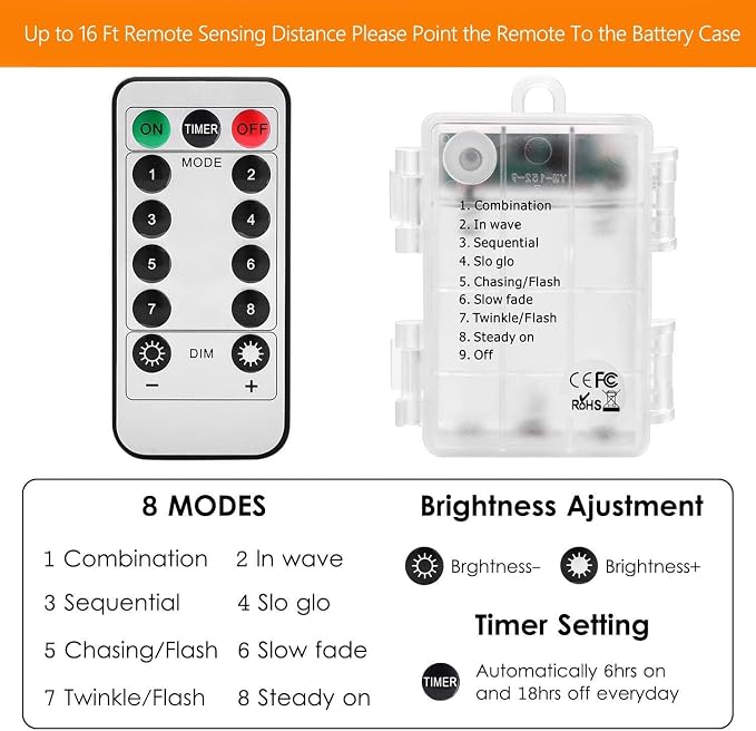 LED Rope Lights Battery Operated String Lights 40Ft 120 LEDs 8 Modes | IP65 Waterproof Battery Powered Rope Lights With Dimmable Remote for Party Garden Holiday Decoration 2Pack