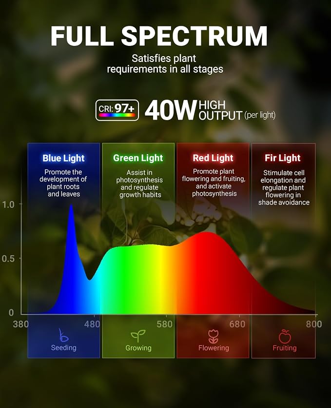Barrina TR40C Track Grow Lamp, 3 x 40W, 4000K, Adjustable Beam Angle, Black | 15°-60° Beam Focus, H-Type Plant Light Bulbs for House Plants, Ceiling Mount Full Spectrum Grow Lamp with Timer, High PPFD