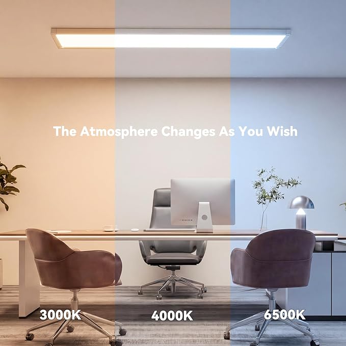 AIKVSXER 18PCS 1x4 LED Flat Panel Light Surface Mount with Wireless Switch | App Control, Night Mode, 50W 5500LM, 3000K/4000K/6500K, Ultra-Thin LED Light for Office Home,120-277V - White
