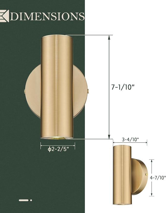 1-Light Wall Sconce,Indoor Up and Down Wall Lamp,Brass Gold | Indoor Wall Lighting for bedroom,hallway,living room,entryway