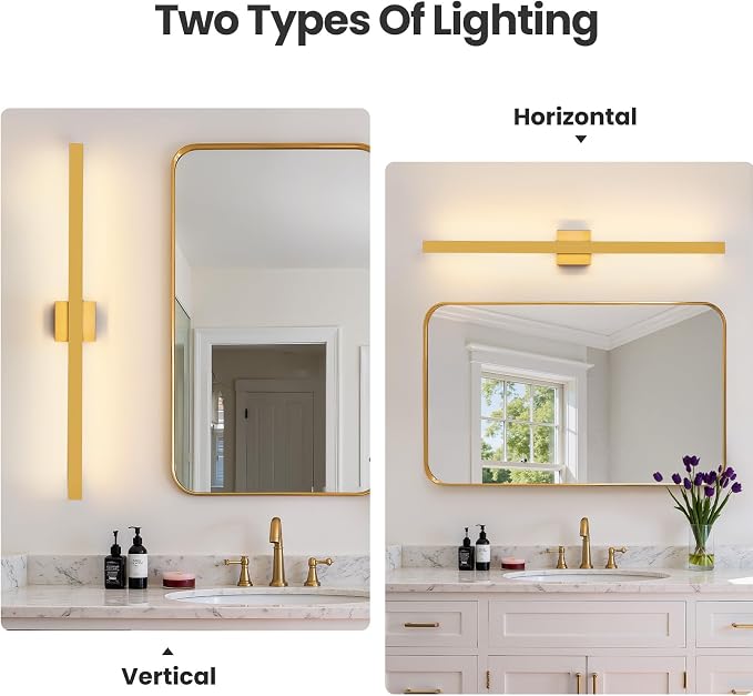 Modern Bathroom Lighting Fixtures Over Mirror, 39 Inch 30W Gold Vanity Light Bar for Bathroom, Dimmable 5CCT LED Bathroom Wall Light Fixtures