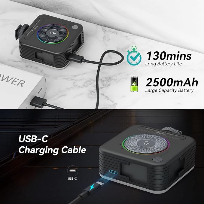 SmallRig P108 RGB Video Light,Portable LED Camera Lights 360° Full Color Photography Lighting w 3 Cold Shoe, 2500mAh Rechargeable On-Camera Video Light Panel 2700K - 6500K for YouTube, Vlogging