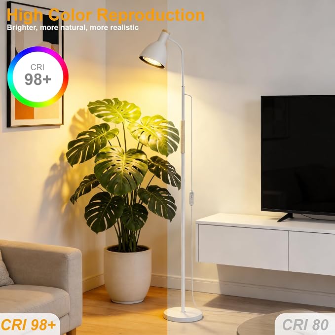 Plant Light for Indoor Plants, Full Spectrum 75" Standing Grow Light for Tall Indoor Trees, Grow Lamp for 20W 98 CRI LED Bulb, Auto 4/8/12H Timer & Flexible Gooseneck for Middle to Large Plants