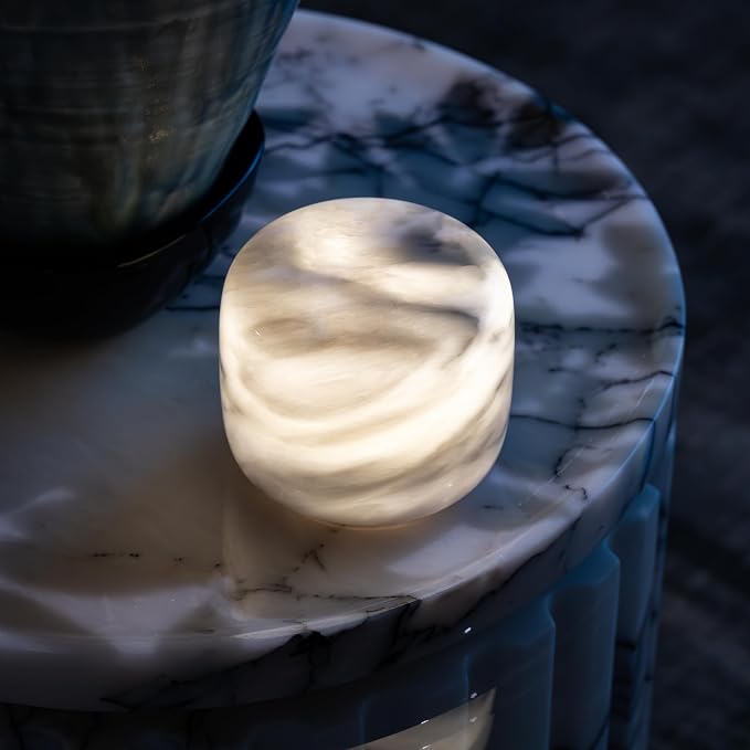 Marmor Marble Lamp Table Lamp Unique Stone Touch Lamp Pat Lamp Type-C 3 Way Bedside Lamp Ambient Light Bedroom Stands Night Light Decorative LED Warm Portable Lamp Rechargeable