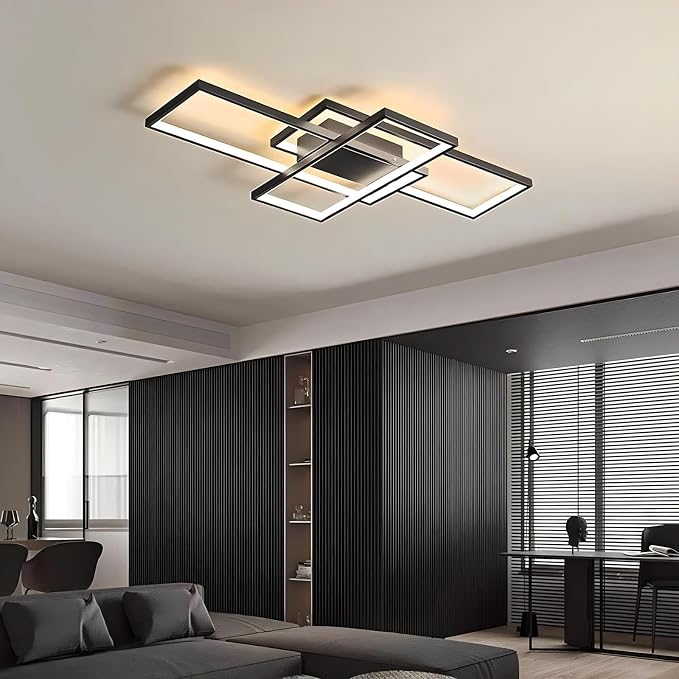 55″ 82W Modern Ceiling Light 3000-6500K Dimmable Kitchen Light Fixtures | Timer Night light Memory function Adjustable brightness color temperature Flush Mount Light Fixture remote control Bedroom