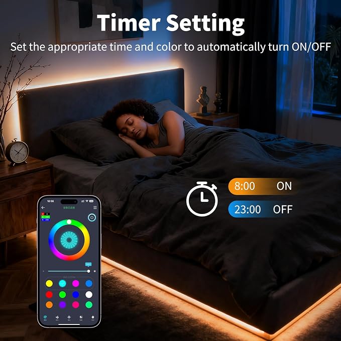LED Strip Lights,RGB Music Sync Color Changing Led Lights with Smart App Control Remote & Remote Control,LED Lights for Bedroom,Room Essential,Sense of Atmosphere Decorations(65FT-1Roll)
