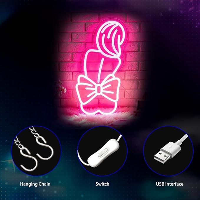 Neon Sign, Lady Neon Signs for Wall Decor LED Signs Neon Light | Lady Neon Signs for Bedroom, Girls Room, Beauty Room, Bathroom, Salon, Party, Bar, Home Decor, Pink Decor, Gift, USB Powered