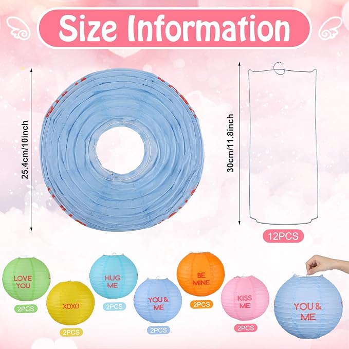 12 Pcs 10 Inch Hanging Paper Lanterns Party Decorations Pastel Classroom Decor for Birthday Back to School Party Decoration for Classrooms Wedding Birthday Ceilings(Fresh Color,Lovely)
